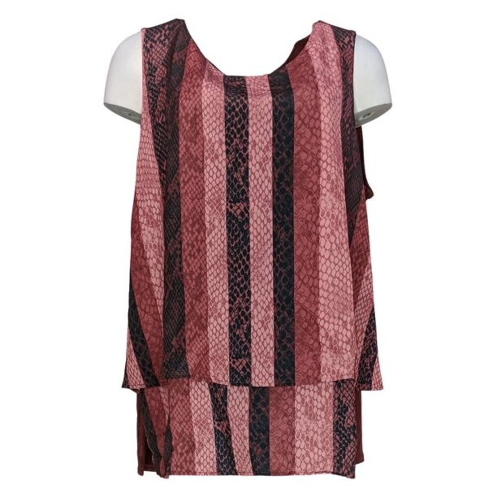 DG2 by Diane Gilman Women's, 2X Printed Media Easy Tank‎ Pink with Tag NEW